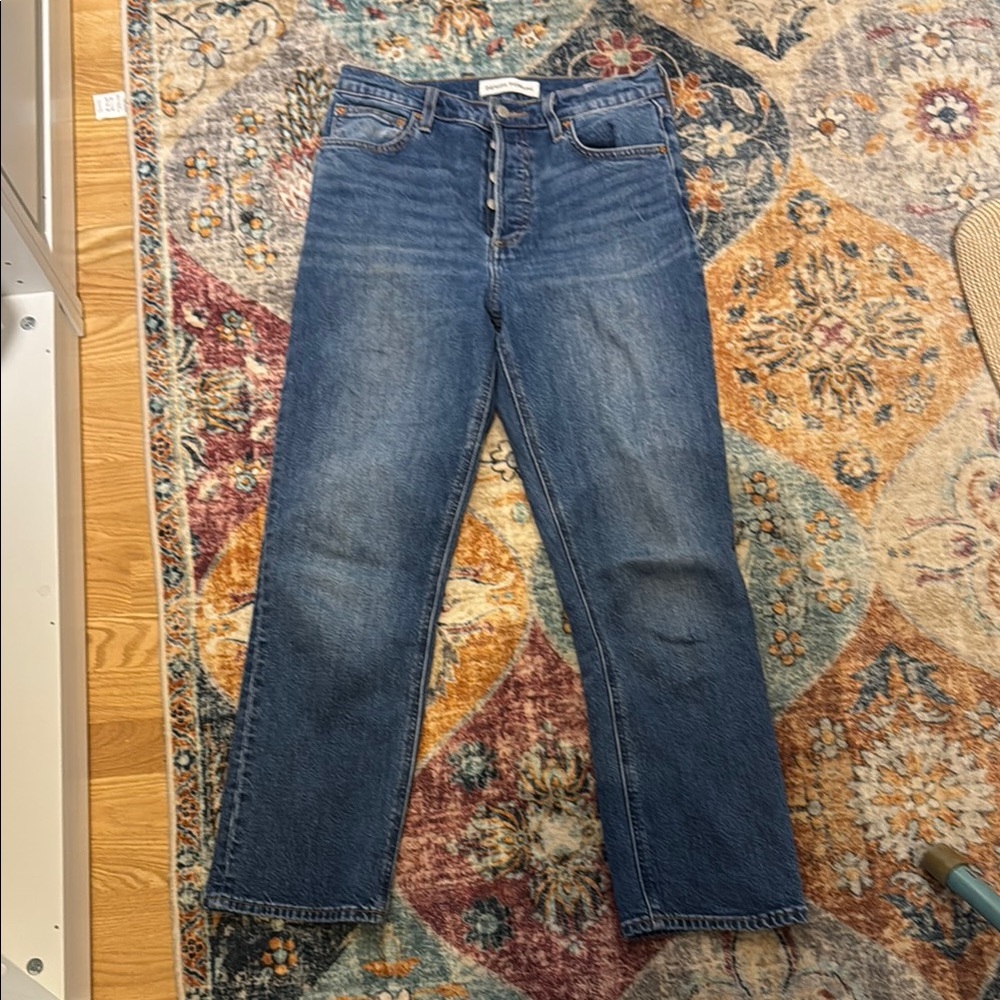 Denim Forum Straight Leg Jeans in Classic Blue